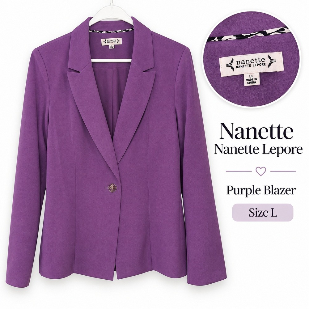 Nanette Lepore Women's Purple Blazer Size L Work Office Career Jacket